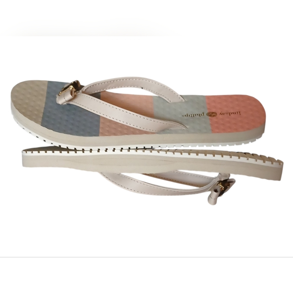 Lindsay Phillips -NWT, Switch Flops Model Katie, Pink, Gray,Beige, Bow W/Gold... - Picture 5 of 11